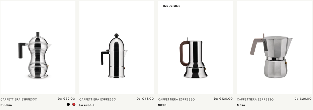 Screenshot Caffettiere Alessi