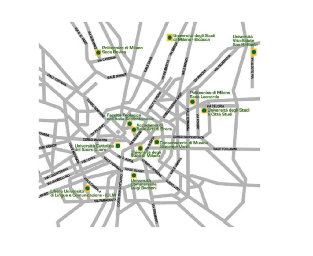 Mappa Univerisità di Milano